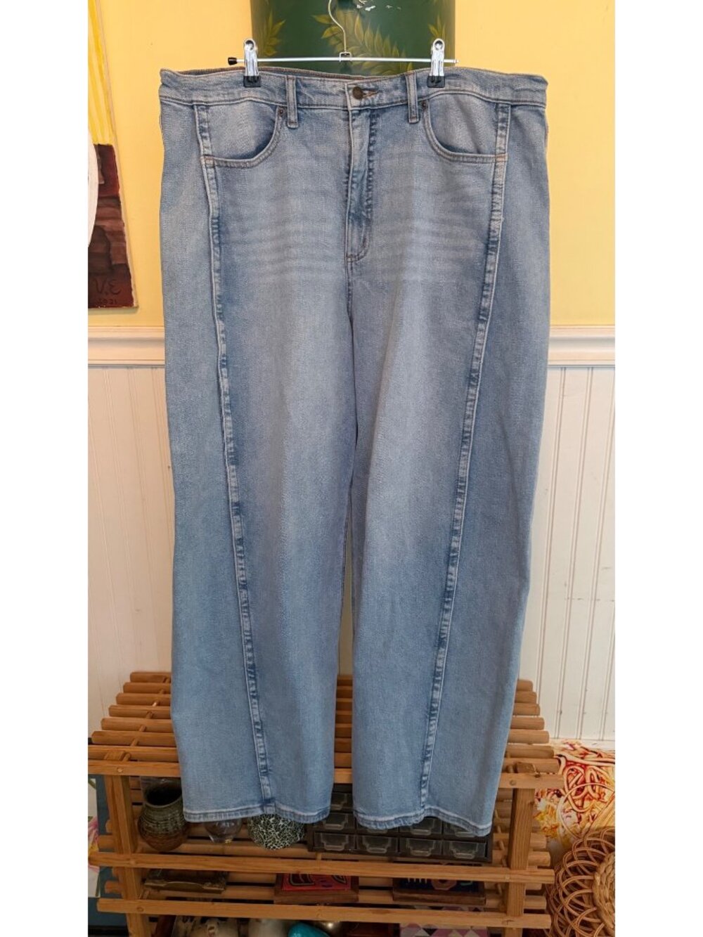 Scoop Slouchy Barrel Light Wash Wide-Leg Jeans Size 16 Womens Denim Casual
